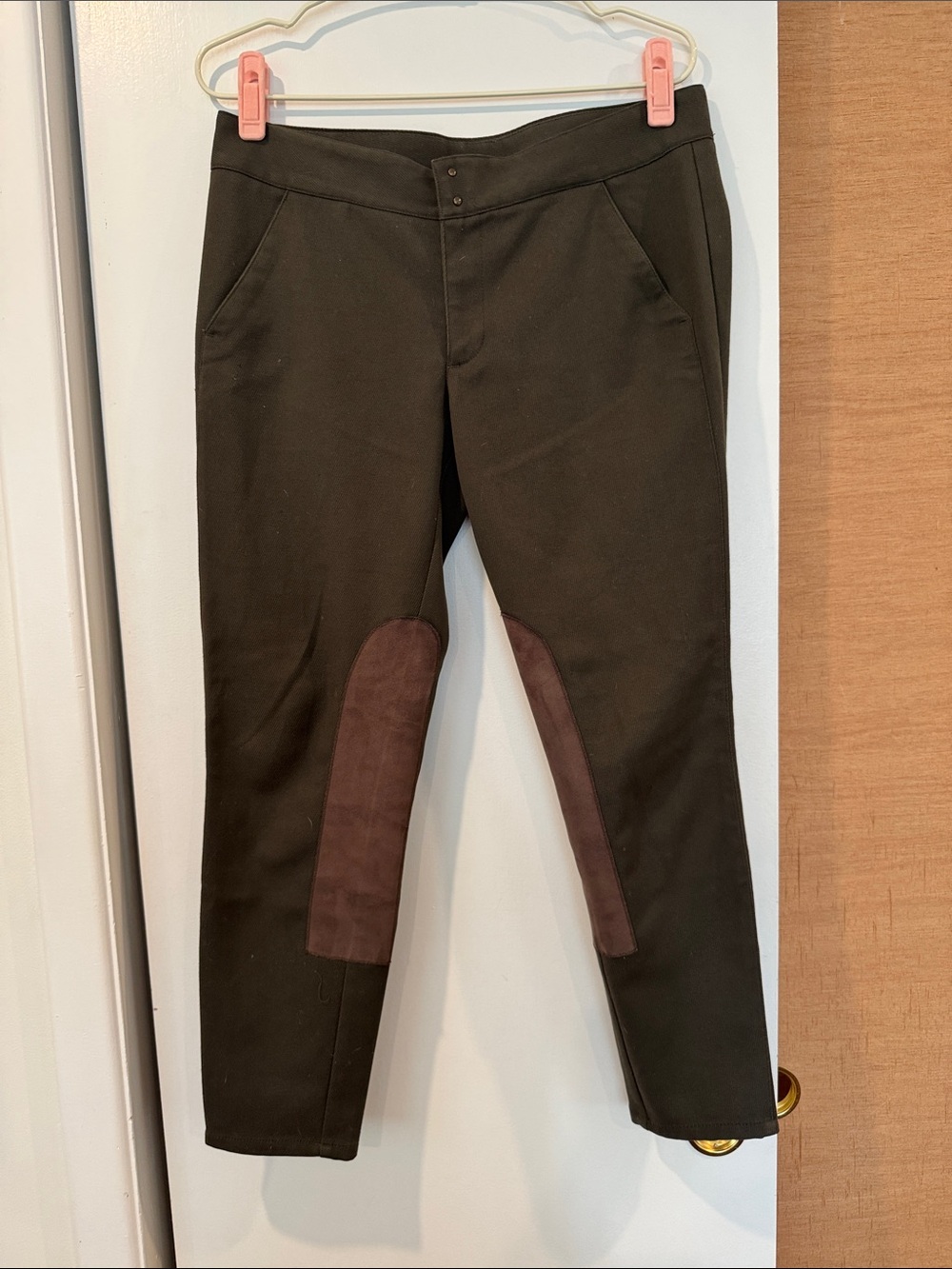 GAP Olive Green Ankle Riding Pants with Brown Knee Patches